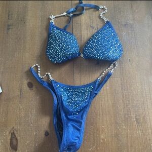 Blue Rhinestone Competition Bikini for NPC or IFBB (small)